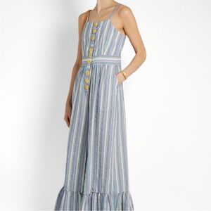 See By Chloe Striped Button Front Jumpsuit Pastel